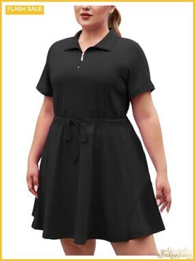 Plus Size Golf Tennis Dress with Shorts Two Piece Set Athletic UPF 50+ Moisture